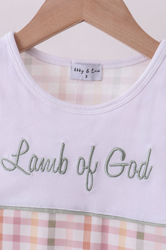 Lamb of god applique plaid shorts set