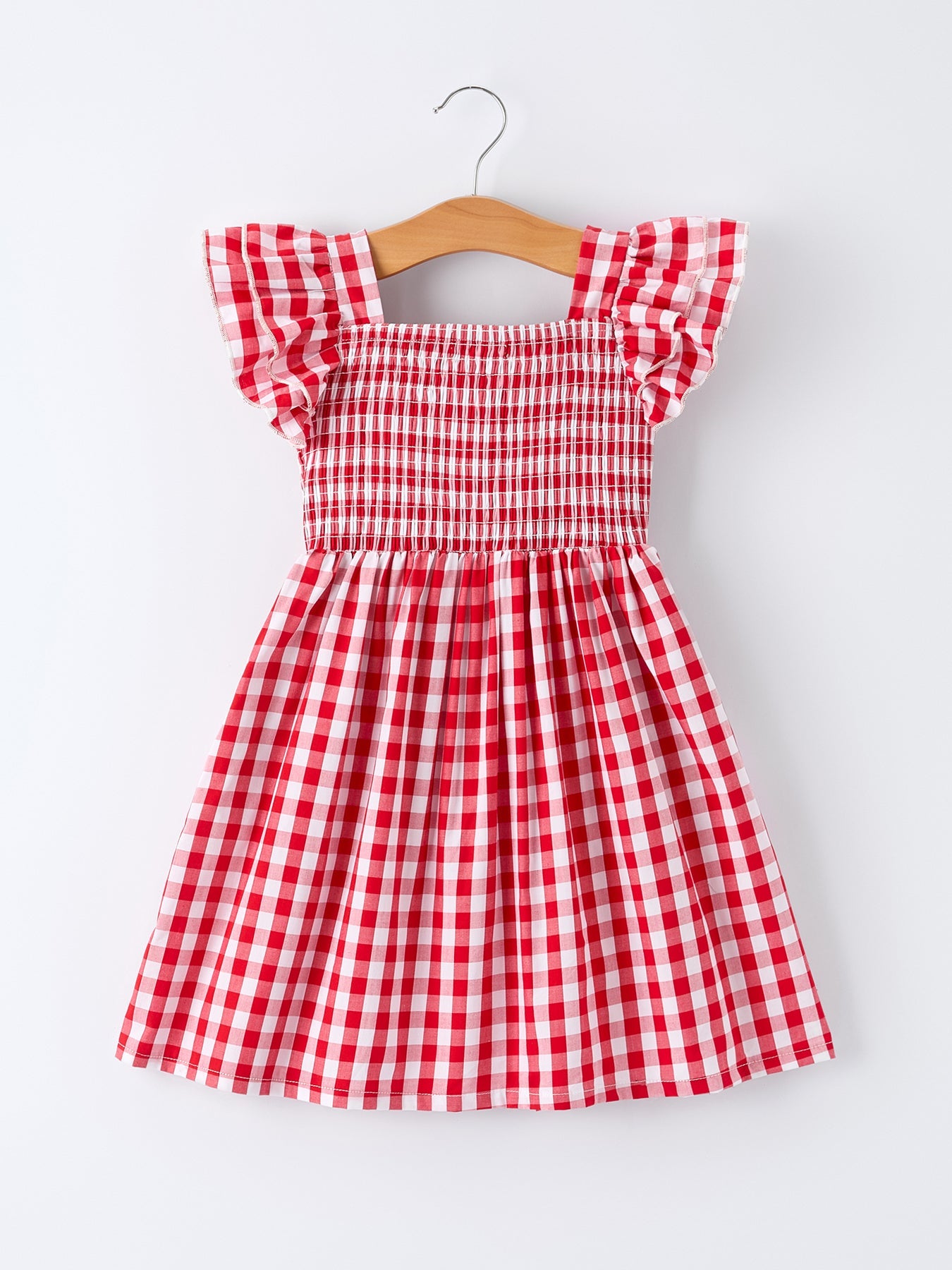 Summer Plaid Smocked Ruffle Girl Dress