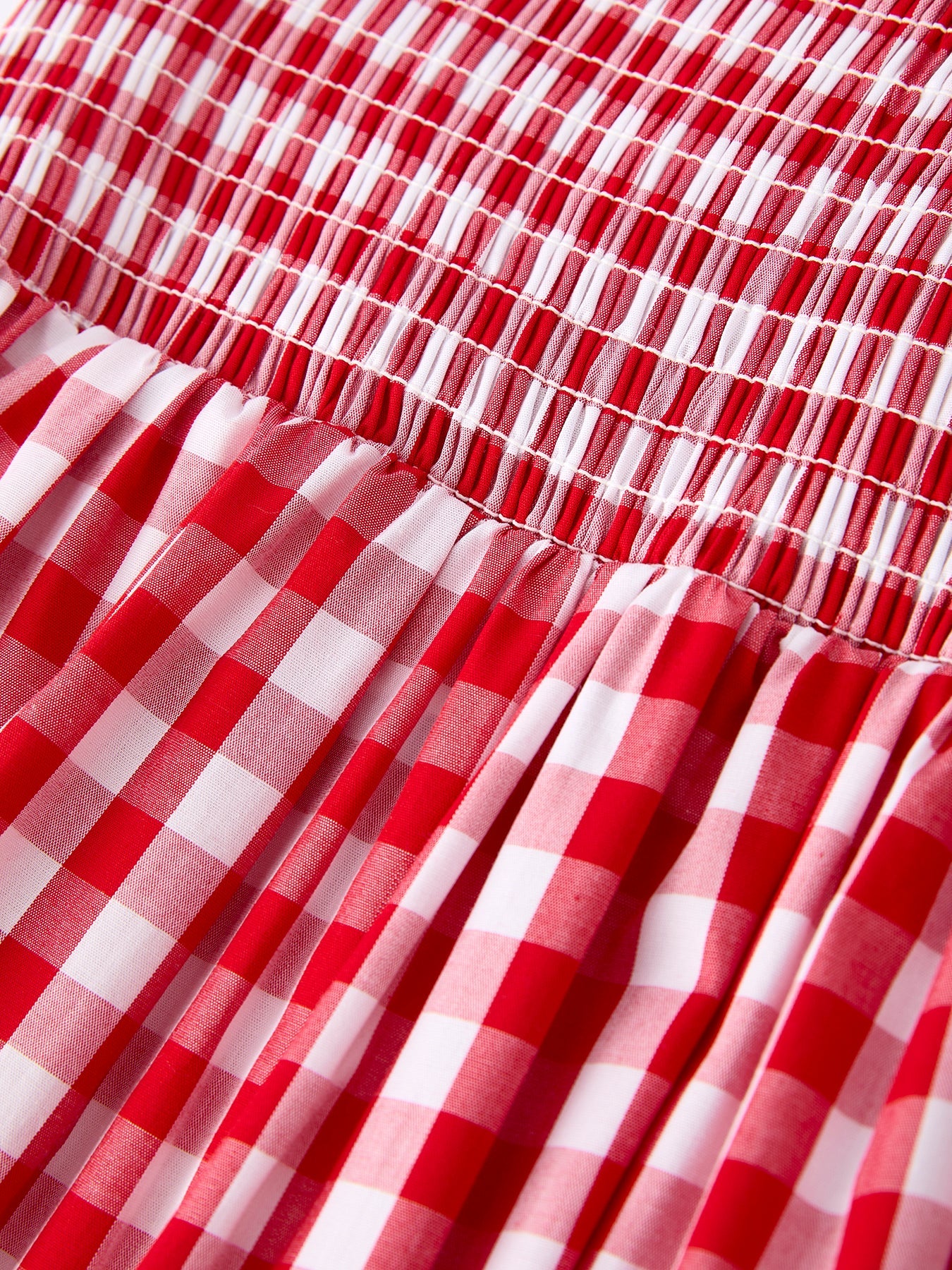 Summer Plaid Smocked Ruffle Girl Dress