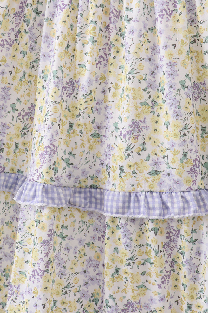 Golden meadow floral smocked tiered dress