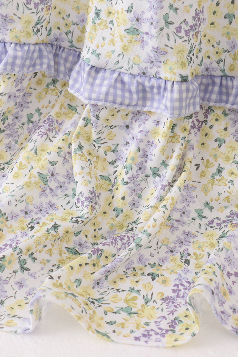 Golden meadow floral smocked tiered dress