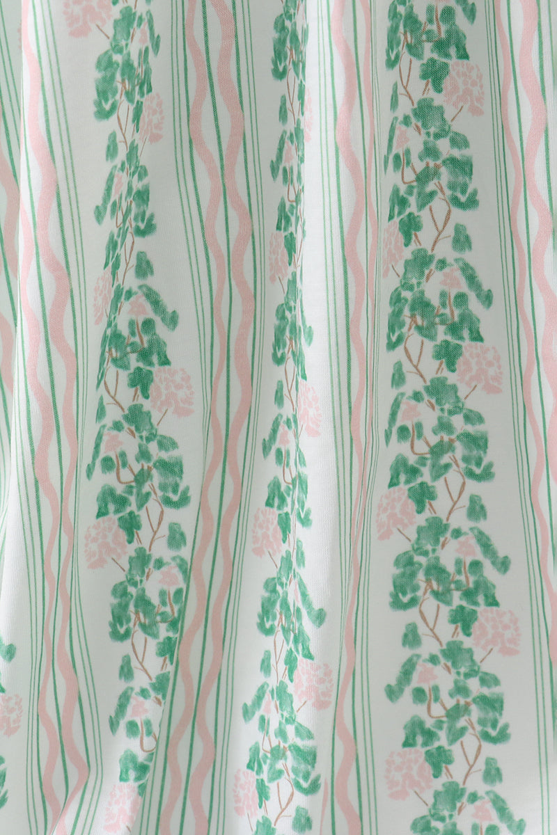 Green floral stripe dress