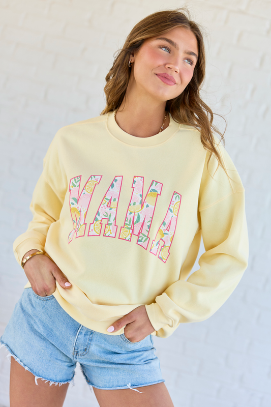Mama Block Lemons Yellow Graphic Sweatshirt