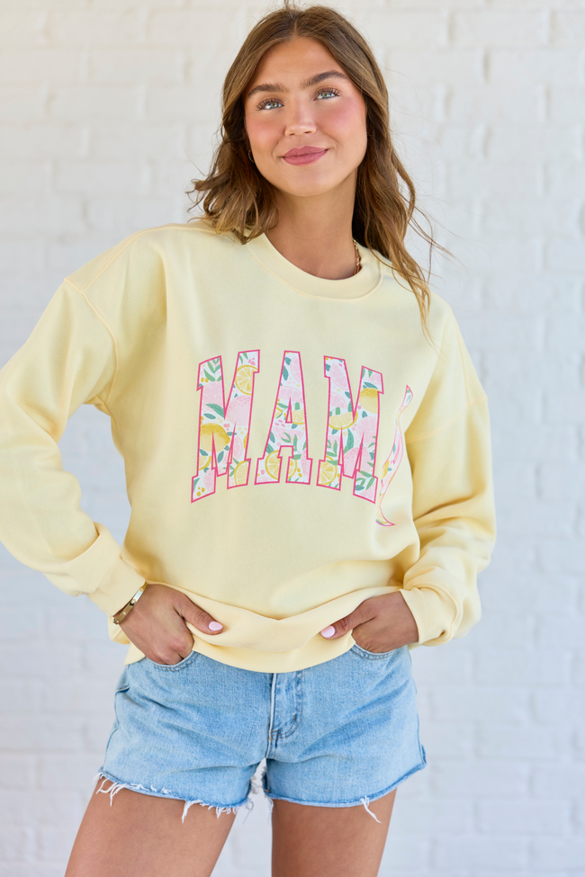 Mama Block Lemons Yellow Graphic Sweatshirt