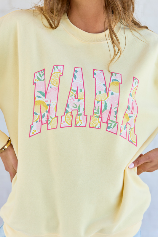 Mama Block Lemons Yellow Graphic Sweatshirt