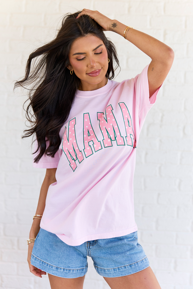 Mama Block Polka Dot Light Pink Graphic Tee
