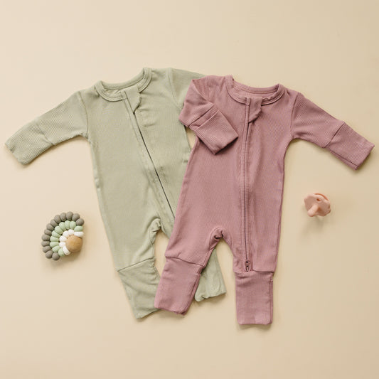 Solid Ribbed Bamboo Zippy Romper