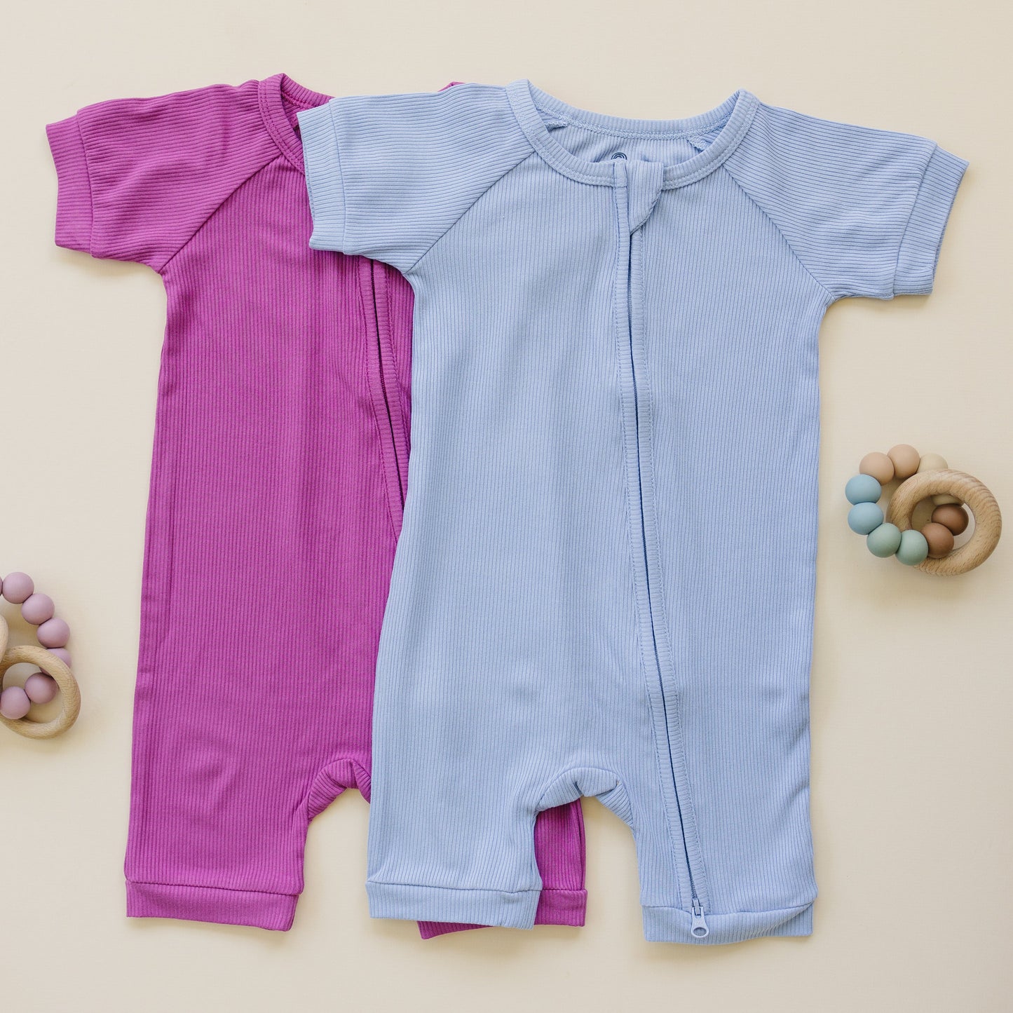 Solid Ribbed Bamboo Shorty Romper