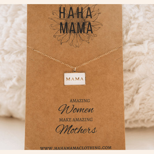 Mama Pendant with White and Gold Necklace